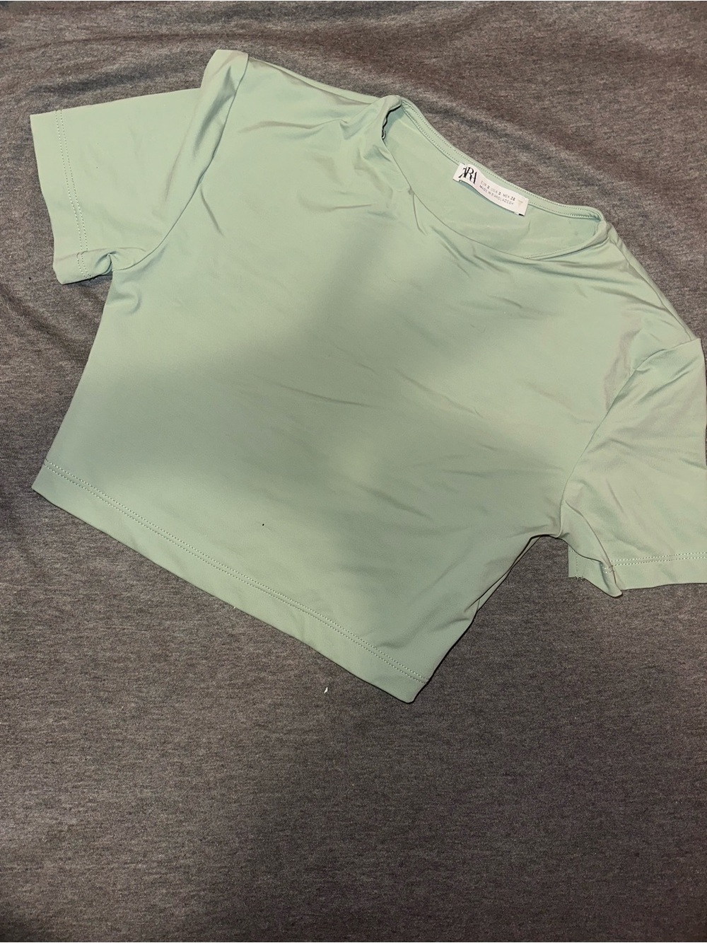 Zara Mint Green Scoop Neck Top Baby Tee